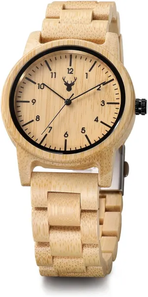 Wooden Watches Uwood Series 40 mm Unisex Natural Handmade Wood Watch with Gift Box & Band Adjustable