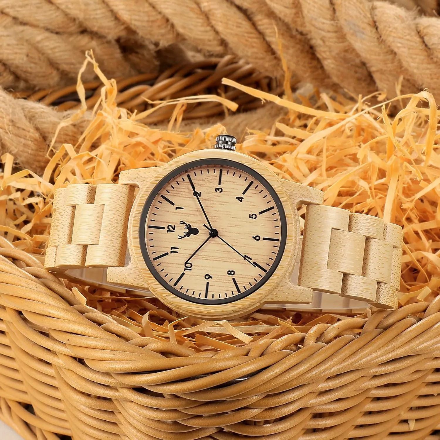 Wooden Watches Uwood Series 40 mm Unisex Natural Handmade Wood Watch with Gift Box & Band Adjustable