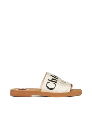 Woody linen flat sandals