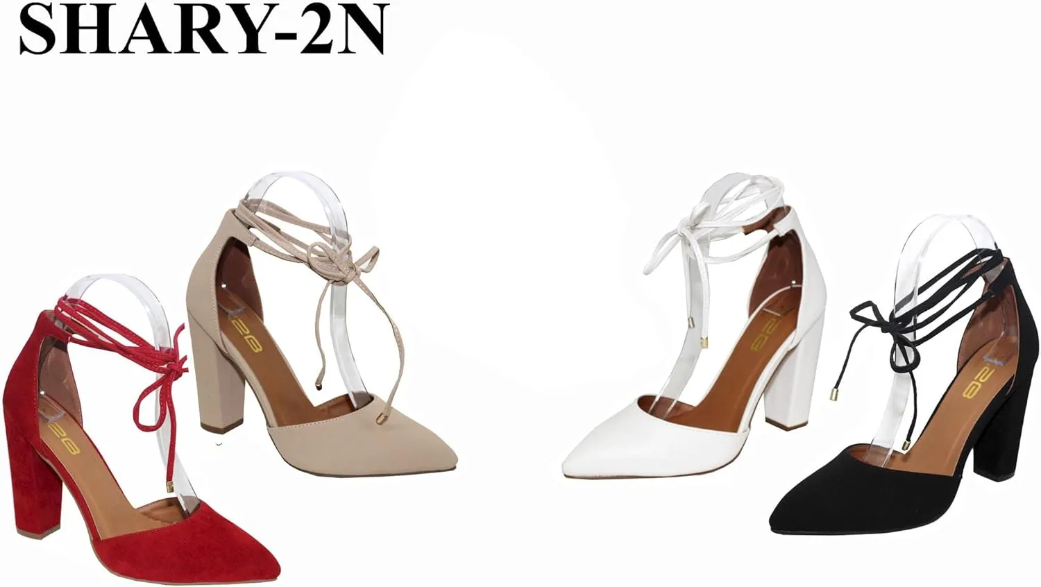 X2B Women's High Block Heels Pumps Pointed Closed Toe Ankle Strap Dress Shoes