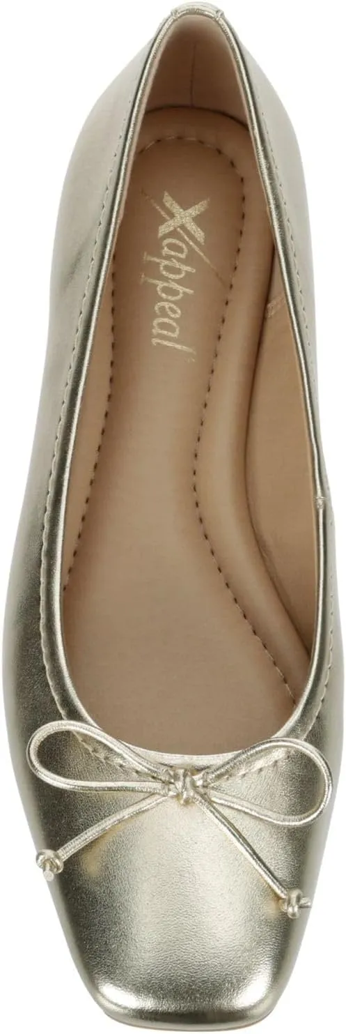 XAPPEAL Avery - Women's Slip-On Square Toe Ballet Flat with Bow