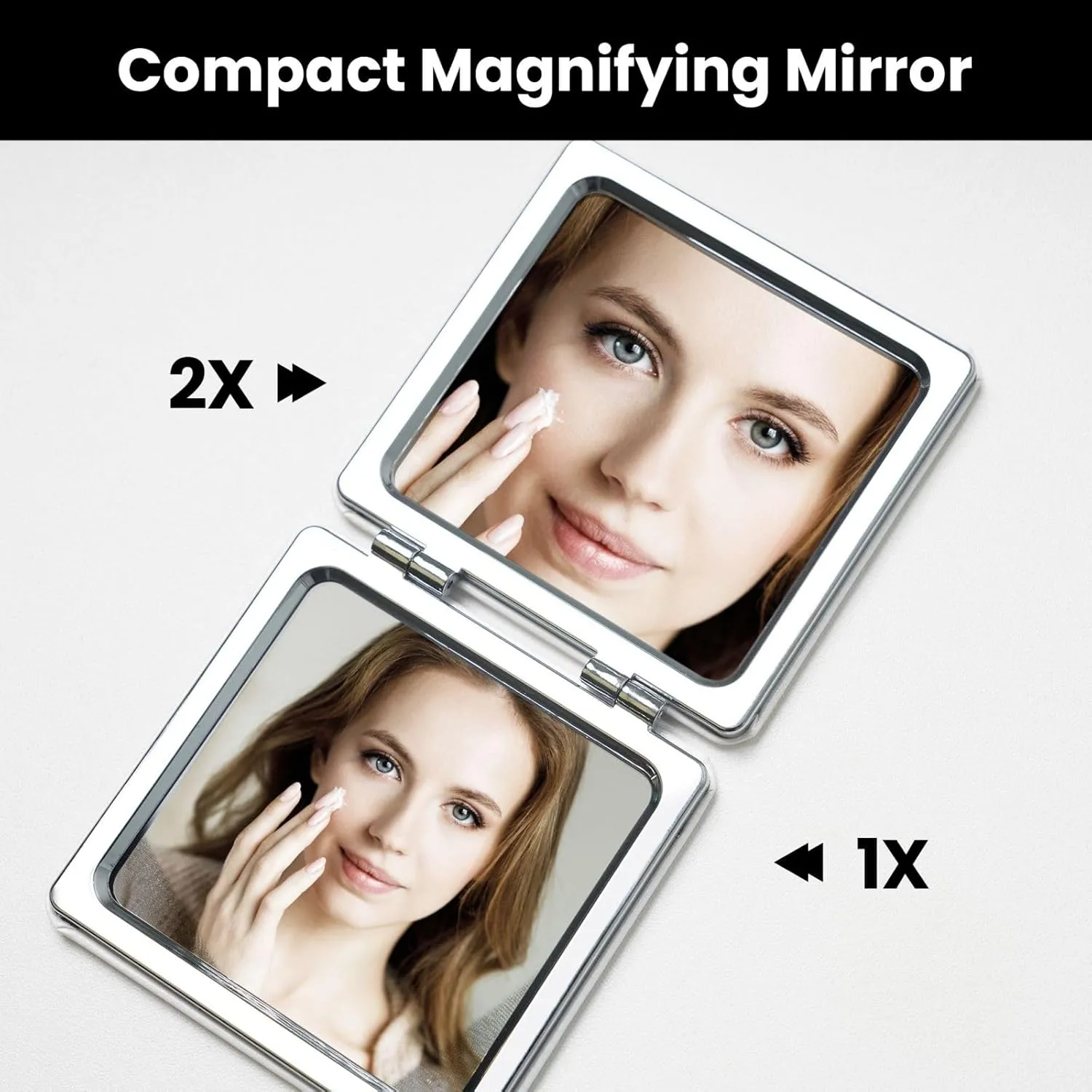 Xmas Snowman Printed Square Pocket Makeup Mirror with 1X/2X Magnification, Portable Mini Travel Makeup Mirror for Travel Daily Work Beauty