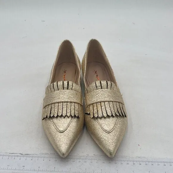 XYD Women Vintage Fringe Dress Flats Pointy Toe Slip On Driver Loafers Low Heels