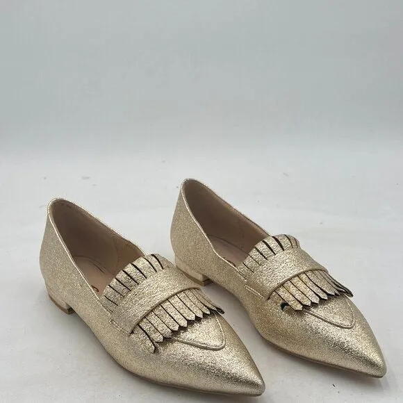 XYD Women Vintage Fringe Dress Flats Pointy Toe Slip On Driver Loafers Low Heels