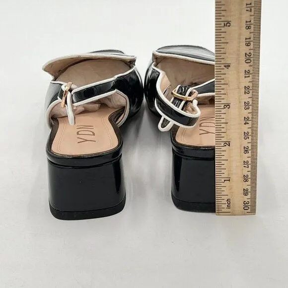 YDN Black Square Toe Block Low Heels Slingback Formal Loafer Dressy Shoes Office