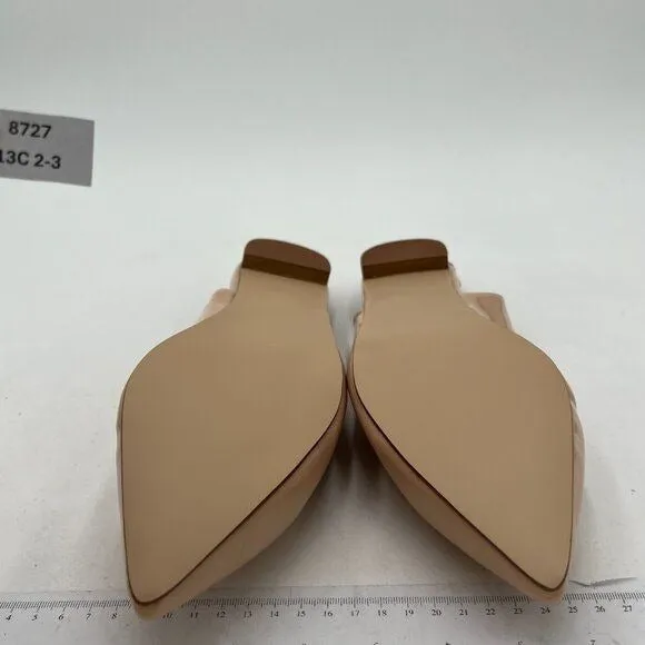 YDN Nude Pointed Toe Slingback Low Heel Slide Sandals Comfortable Slip On Pump