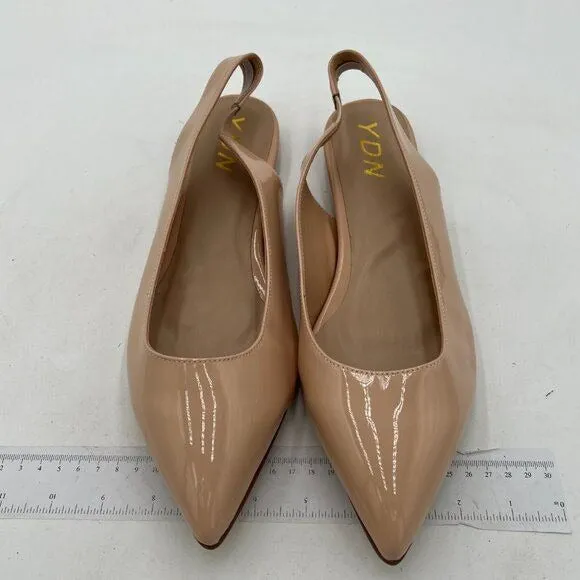 YDN Nude Pointed Toe Slingback Low Heel Slide Sandals Comfortable Slip On Pump