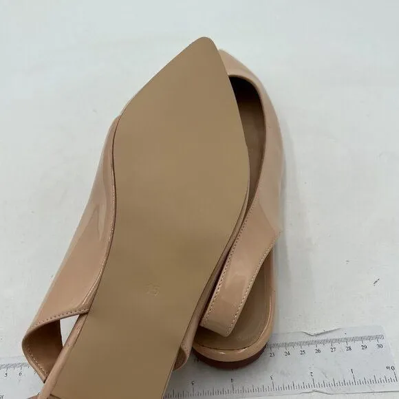 YDN Nude Pointed Toe Slingback Low Heel Slide Sandals Comfortable Slip On Pump
