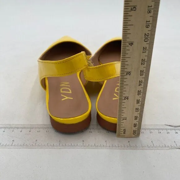 YDN Yellow Pointed Toe Slingback Low Heel Slide Sandals Comfortable Dress Pump