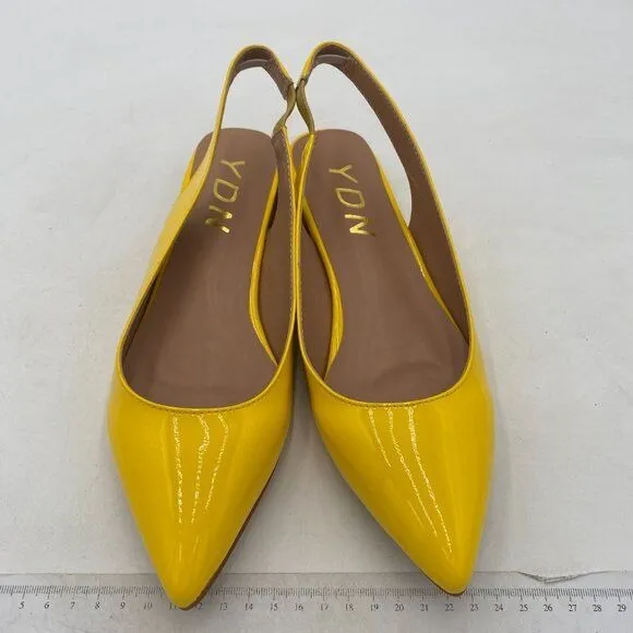 YDN Yellow Pointed Toe Slingback Low Heel Slide Sandals Comfortable Dress Pump