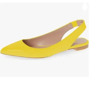 YDN Yellow Pointed Toe Slingback Low Heel Slide Sandals Comfortable Dress Pump