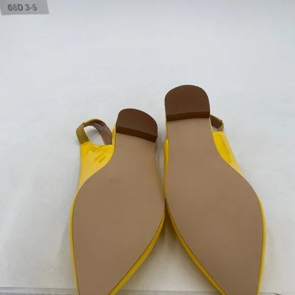 YDN Yellow Pointed Toe Slingback Low Heel Slide Sandals Comfortable Dress Pump