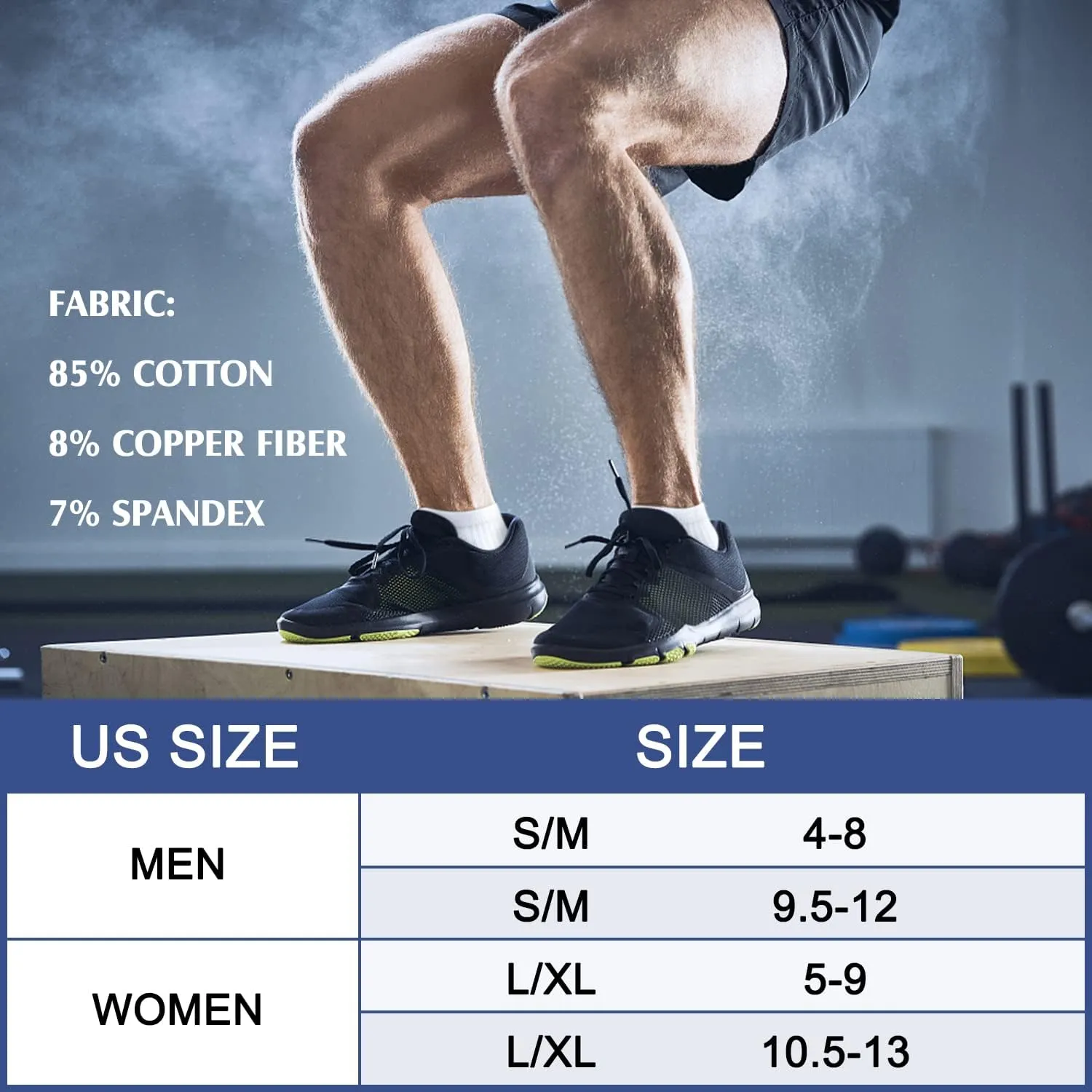 yeuG Ankle Compression Socks Women and Men 5 Pairs - Circulation Arch Support Copper Plantar Fasciitis Running Socks