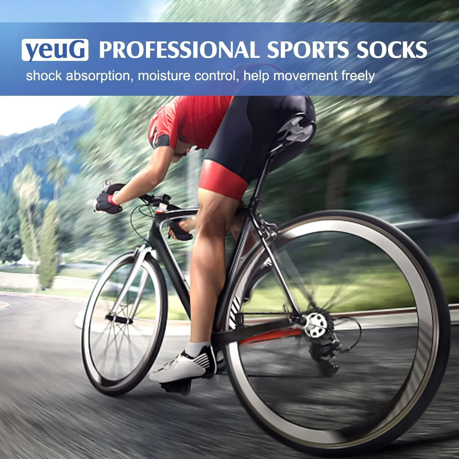 yeuG Ankle Compression Socks Women and Men 5 Pairs - Circulation Arch Support Copper Plantar Fasciitis Running Socks
