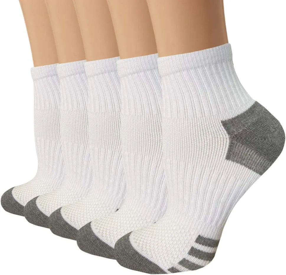 yeuG Ankle Compression Socks Women and Men 5 Pairs - Circulation Arch Support Copper Plantar Fasciitis Running Socks