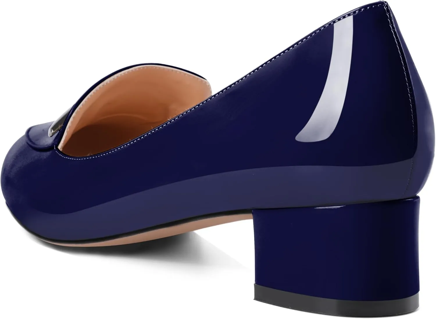 YODEKS Women's Block Heels Low Heel Loafer Pumps Round Toe Chunky Heel 1.5 Inch Slip On Closed Toe Comfort Shoes