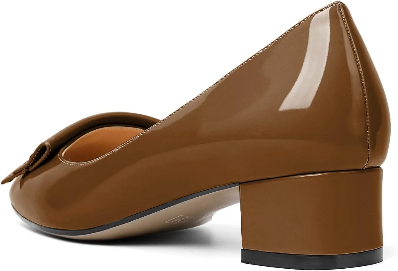 Zamikoo Women's Block Heel Pumps, Square Toe Slip-on Chunky Low Heels, Heeled Dress Shoes with Bow for Office Wedding Work Evening 1.5 Inches