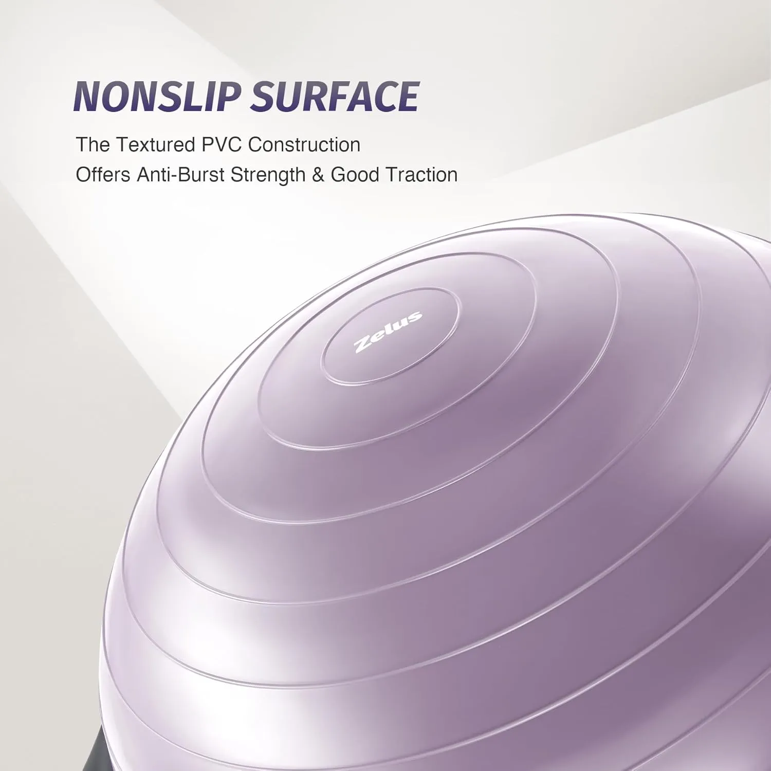 ZELUS 25in. Balance Ball | 660lb Inflatable Half Exercise Ball Wobble Board Balance Trainer w Nonslip Base | Half Yoga Ball Strength Training Equipment w 2 Bands, Pump, Extra Ball Included
