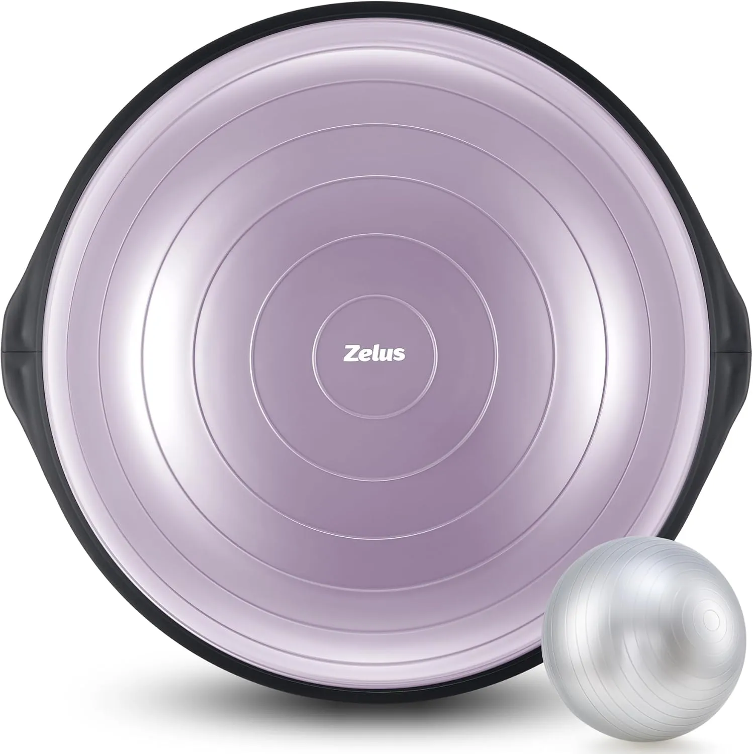 ZELUS 25in. Balance Ball | 660lb Inflatable Half Exercise Ball Wobble Board Balance Trainer w Nonslip Base | Half Yoga Ball Strength Training Equipment w 2 Bands, Pump, Extra Ball Included