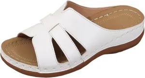 ZSpzx 2025 Women's Slip On Sandals,Wide Width Orthopedic Hollow Out Peep Toe Plantar Fasciitis Recovery Mules Arch Support Cushion Footbed Casual Slippers Ladies Comfortable Shoes Dail Wear Shoe
