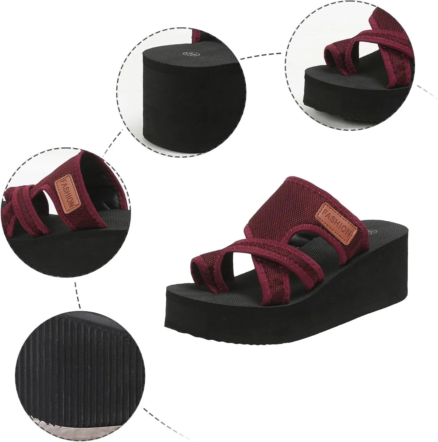 ZSpzx Platform Sandals for Women 2025 Orthopedic Clip Toe Slip On Mesh Slide Sandal Ladies Low Wedge Heel Soft Memory Foam Shoes Cushion Footbed Non-Slip Shoe for Daily Wear Outdoor Indoor