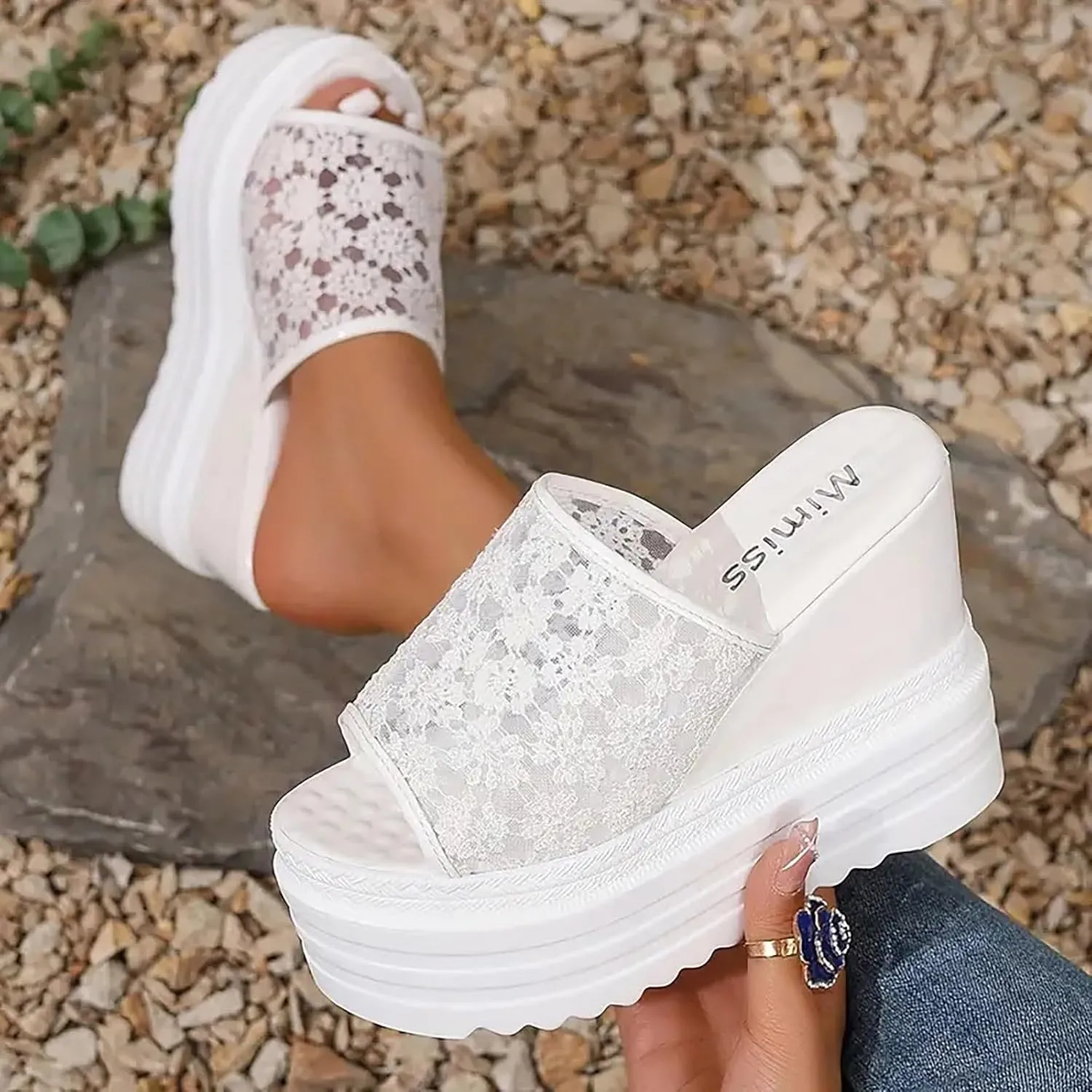 ZSpzx Platform Sandals for Women 2025,Orthopedic Mesh Strap Arch Support Wedge Heel Slides Recovery Mules Ladies Summer Comfortable Cushion Footbed Casual Shoes for Daily Wear Outdoor Indoor