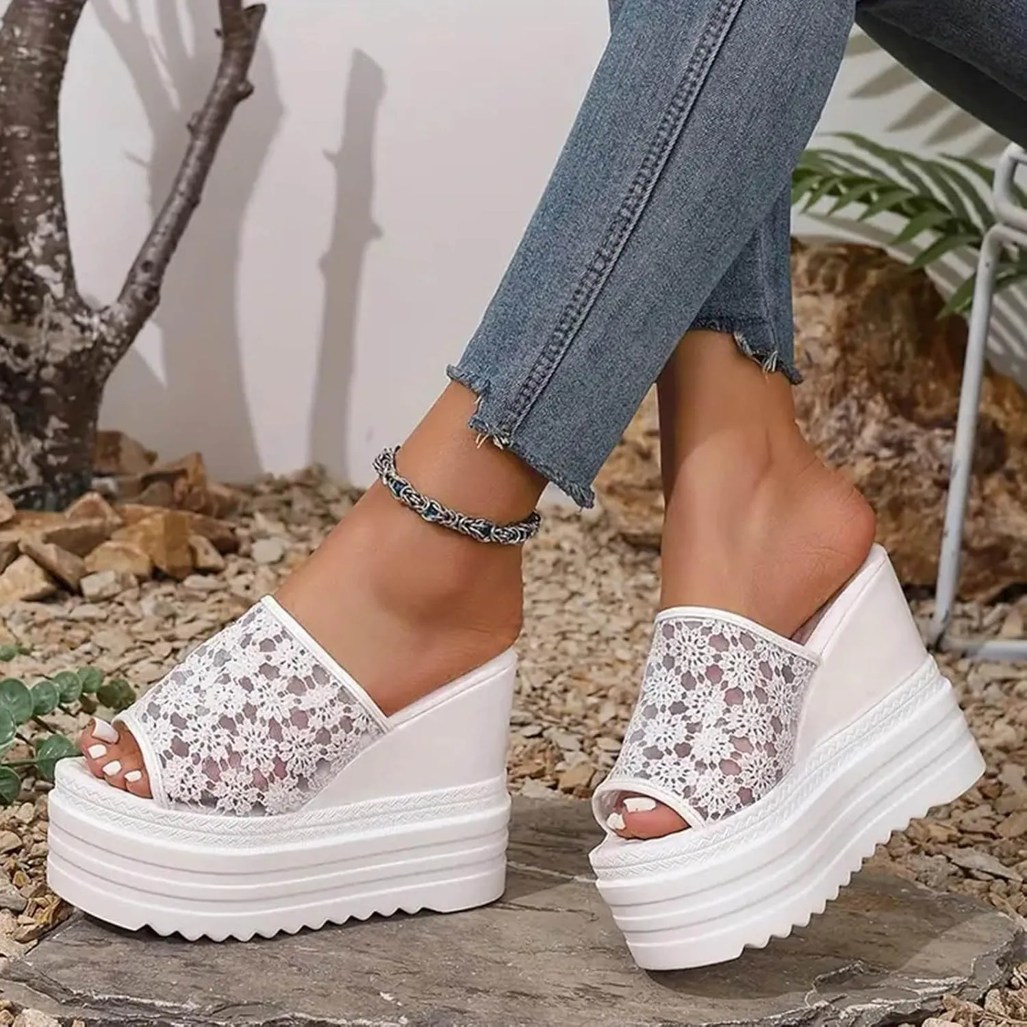 ZSpzx Platform Sandals for Women 2025,Orthopedic Mesh Strap Arch Support Wedge Heel Slides Recovery Mules Ladies Summer Comfortable Cushion Footbed Casual Shoes for Daily Wear Outdoor Indoor