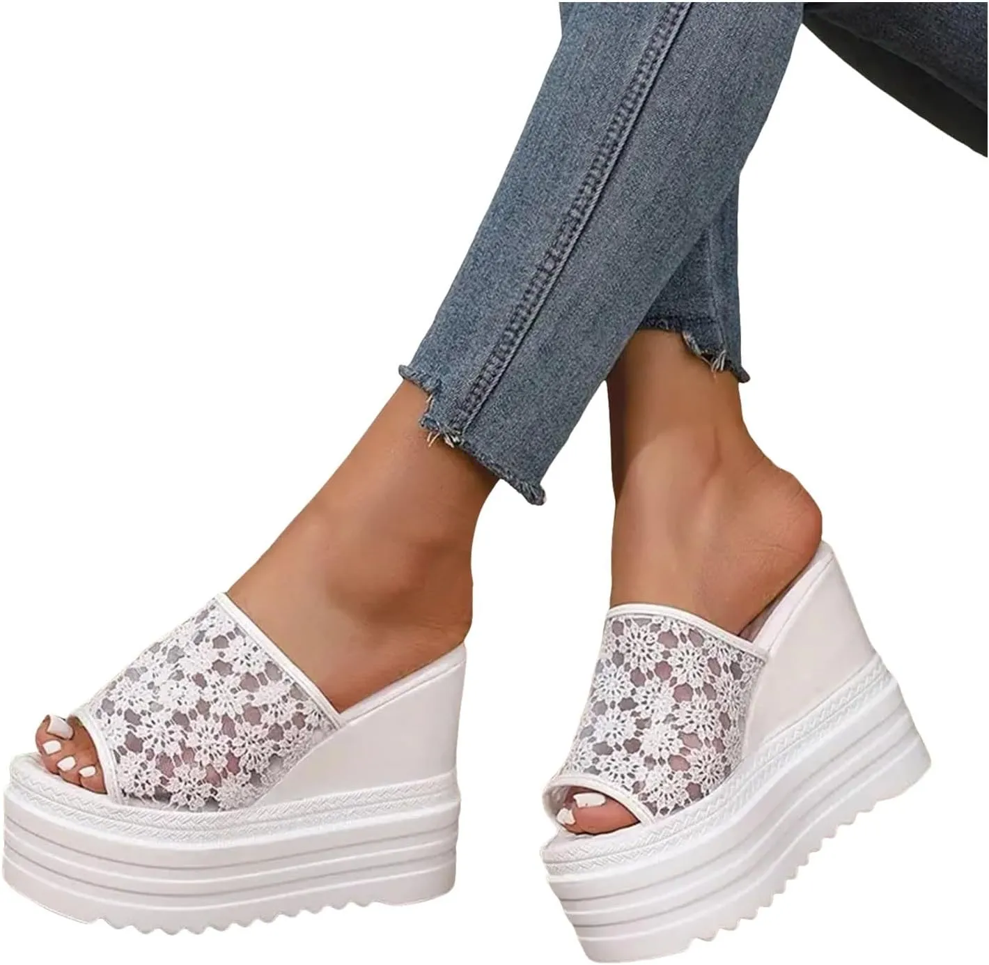 ZSpzx Platform Sandals for Women 2025,Orthopedic Mesh Strap Arch Support Wedge Heel Slides Recovery Mules Ladies Summer Comfortable Cushion Footbed Casual Shoes for Daily Wear Outdoor Indoor