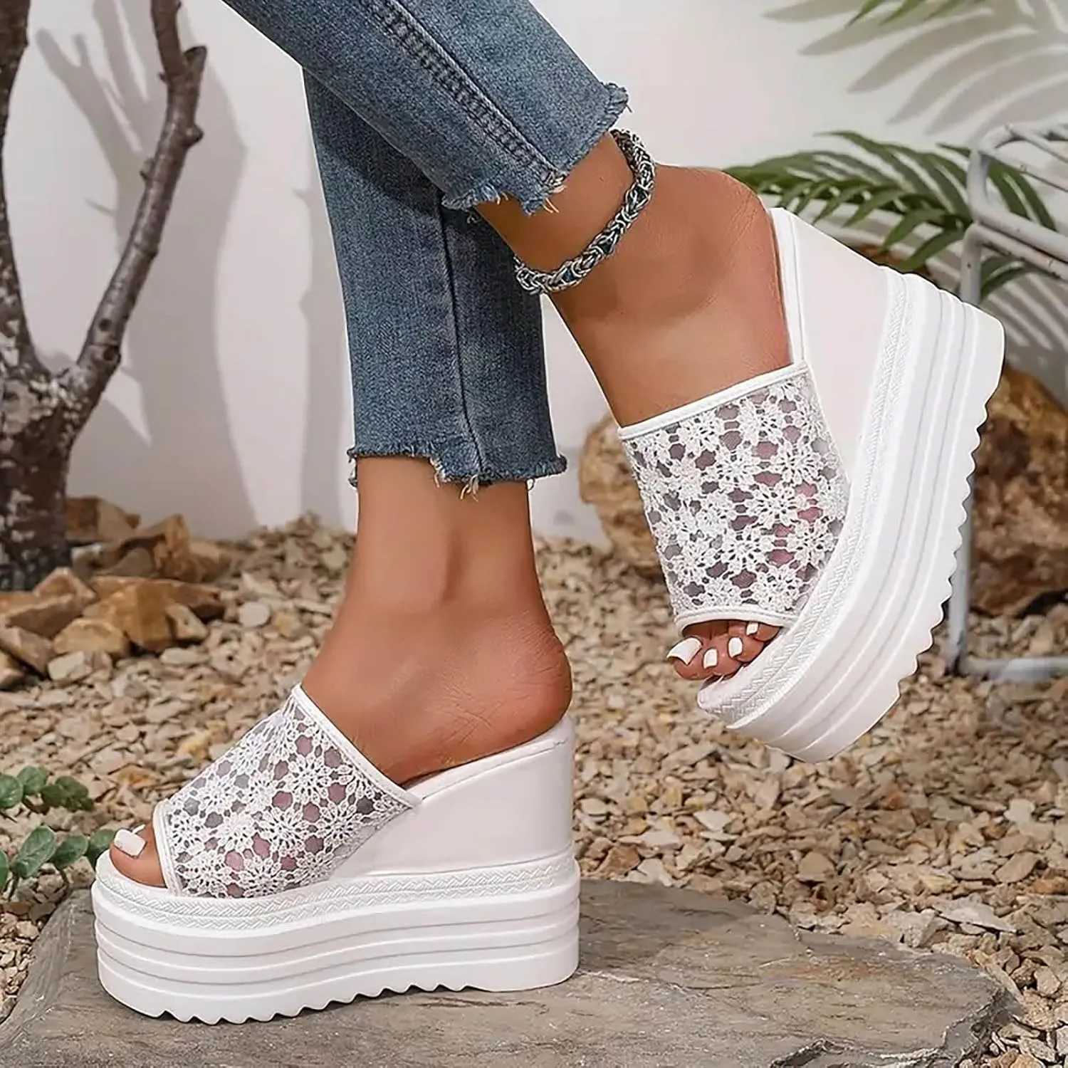 ZSpzx Platform Sandals for Women 2025,Orthopedic Mesh Strap Arch Support Wedge Heel Slides Recovery Mules Ladies Summer Comfortable Cushion Footbed Casual Shoes for Daily Wear Outdoor Indoor