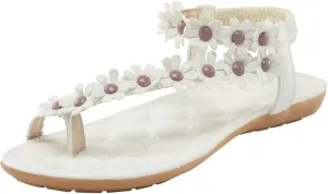 ZSpzx Slide Sandals for Women,Clip Toe Comfortable Lightweight Slip On Flat Sandal with Flowers Elastic Strap Ladies Soft Slippers Non-Slip Cushion Footbed Dressy Shoes for Daily Wear Outdoor Indoor