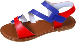 ZSpzx Summer Flat Sandals for Women 2025 Wide Width Square Toe Slip On Gladiator Elastic Strap Muti-Color Sandal Comfortable Cushion Footbed Beach Shoes Non-Slip Casual Shoe for Daily Wear