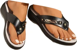 ZSpzx Summer Flip Flops for Women 2025 Wide Width Orthopedic Cutout Strap Slip On Slides with Rivets Ladies Comfortable Low Wedges Heel Plantar Fasciitis Recovery Mules Women's Slipper Casual Shoes
