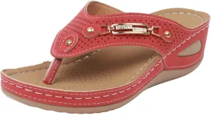ZSpzx Summer Flip Flops for Women 2025,Clip Toe Wide Width Wedges Slip On Metal Decor Sandals Low Wedge Heel Ladies Arch Support Comfortable Cushion Footbed Daily Wear Slides Cute Shoes