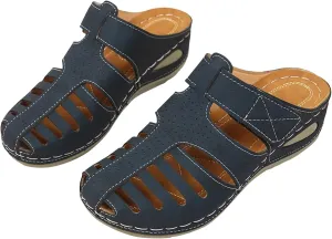 ZSpzx Women's Orthotic Cushion Sandals Recovery Walking Sandal for Women Cutout Caged Summer Orthopedic Arch Support Wedge Slide Comfortable Slip on Hollow Out Plantar Fasciitis Mules Shoes
